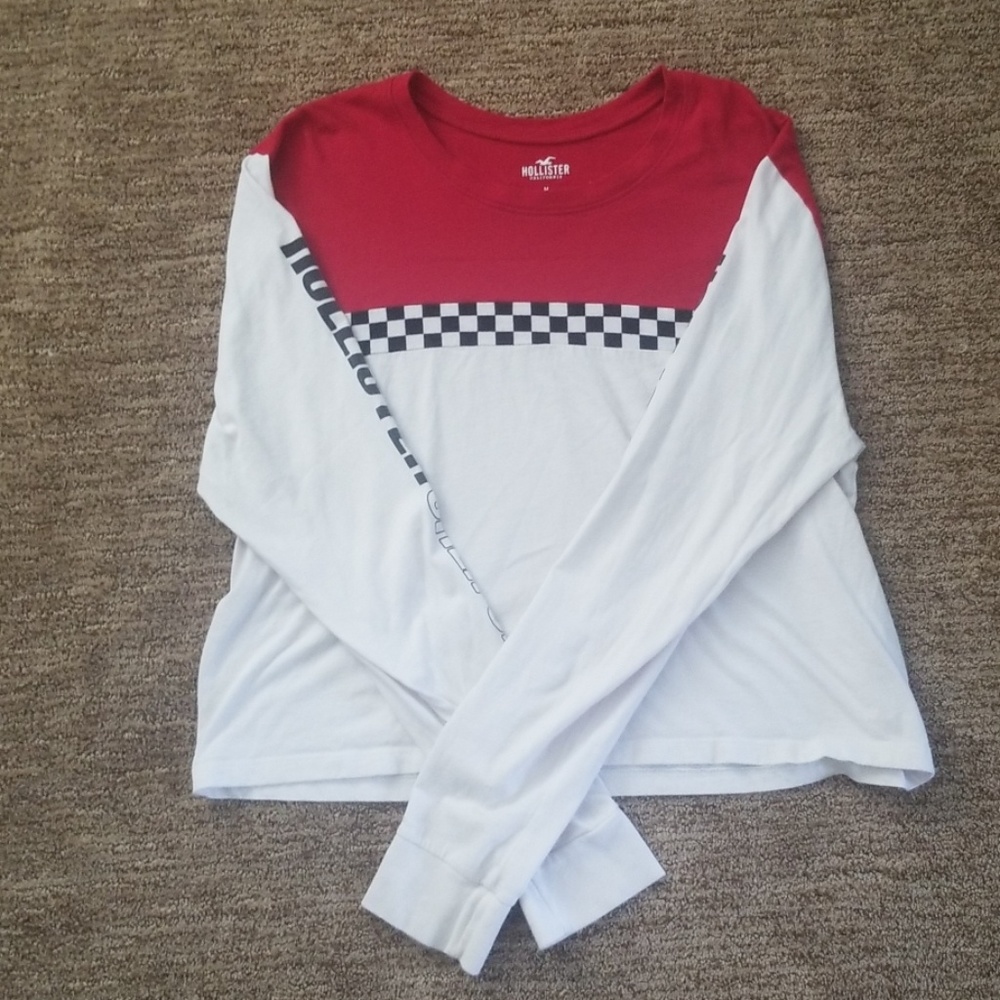 Hollister Red & White Long Sleeve Shirt